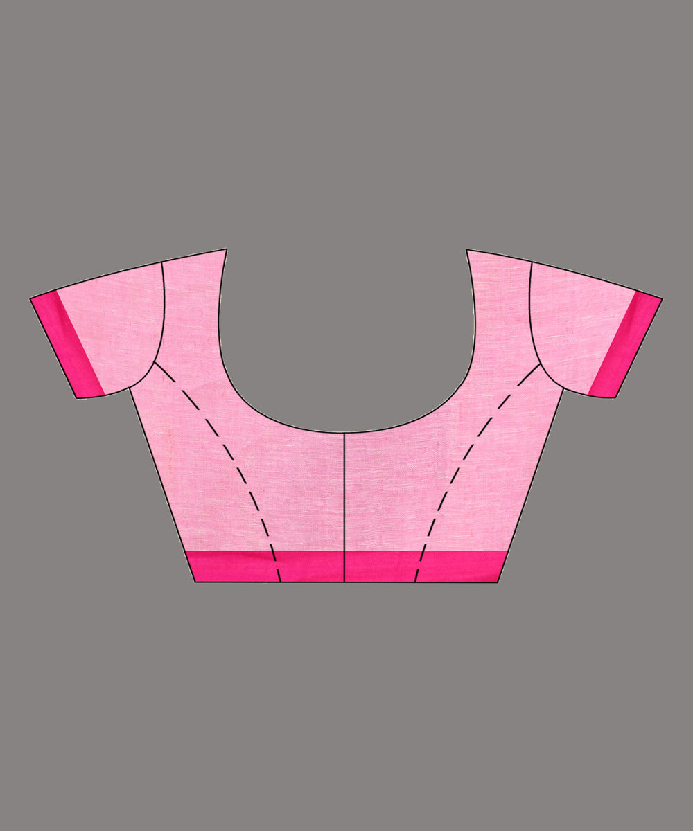 Pink orange handloom linen bengal saree