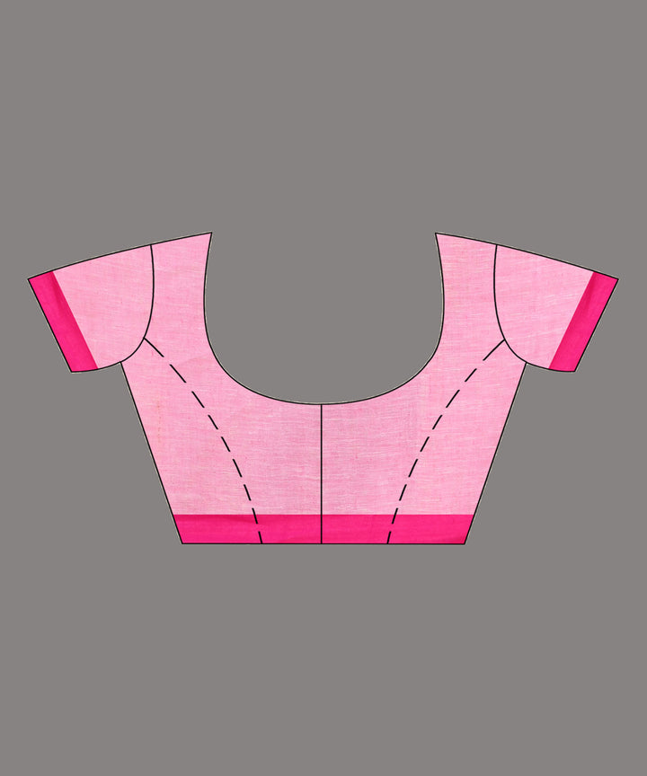 Pink orange handloom linen bengal saree