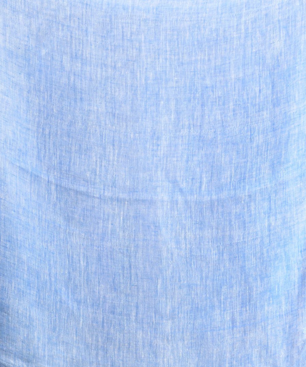 Sky blue handloom linen bengal saree