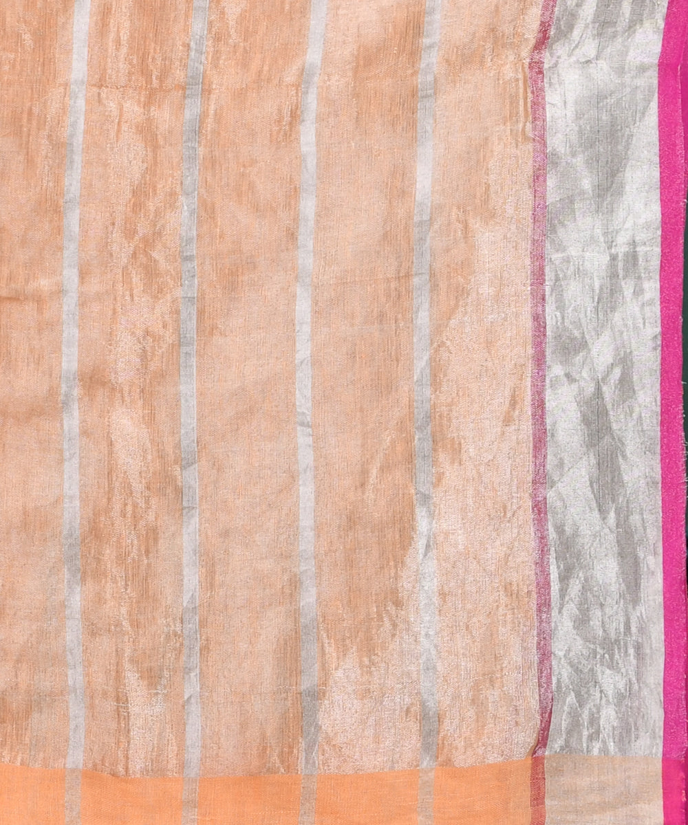 Peach handloom linen bengal saree