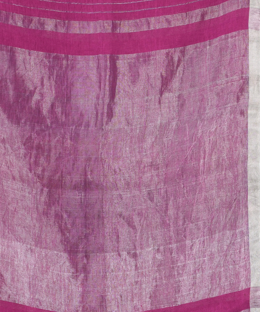 Magenta grey handloom linen bengal saree