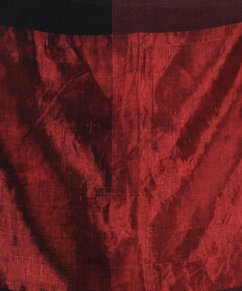 Multicolour red handloom linen bengal saree