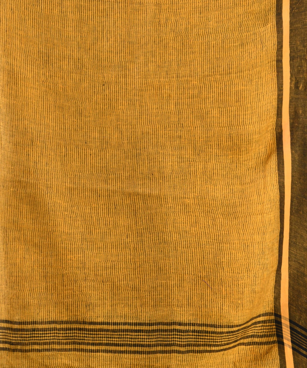 Black yellow handloom linen bengal saree