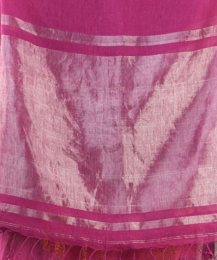 Magenta grey handloom linen bengal saree