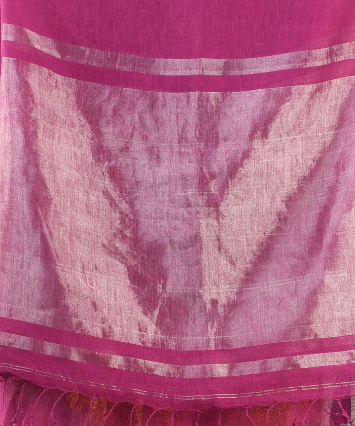 Magenta handloom bengal linen saree