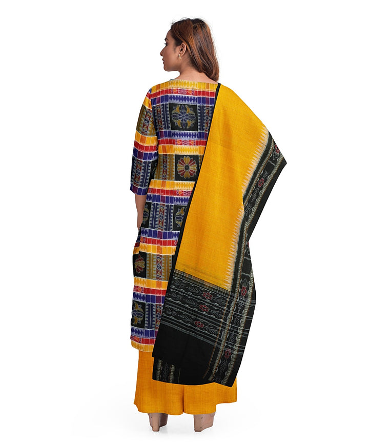 Multicolor yellow handwoven cotton sambalpuri dress material