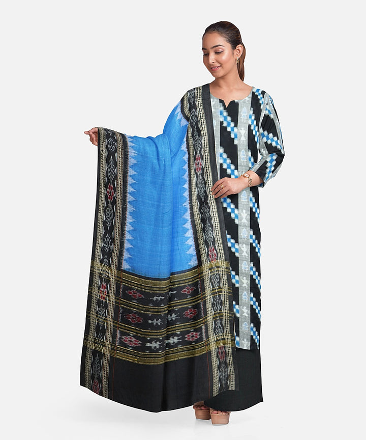 Black sky blue handloom cotton sambalpuri dress material