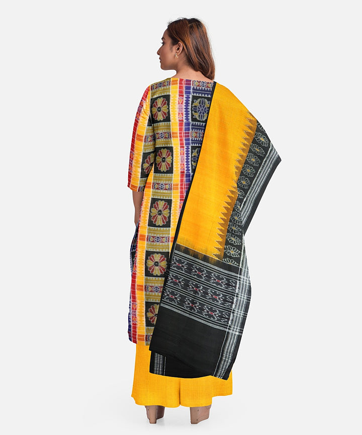 Multicolor yellow handloom sambalpuri cotton dress material