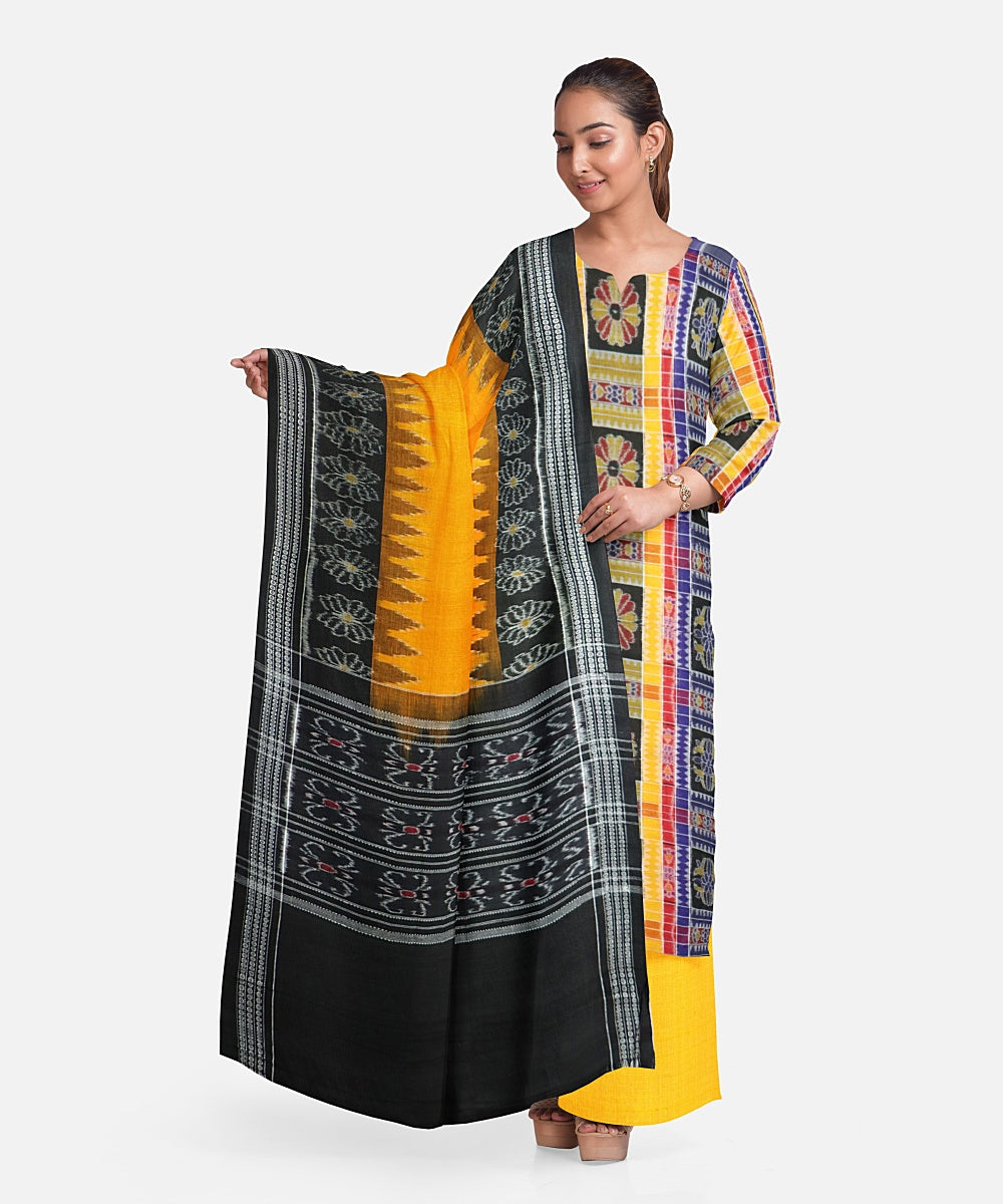 Multicolor yellow handloom sambalpuri cotton dress material