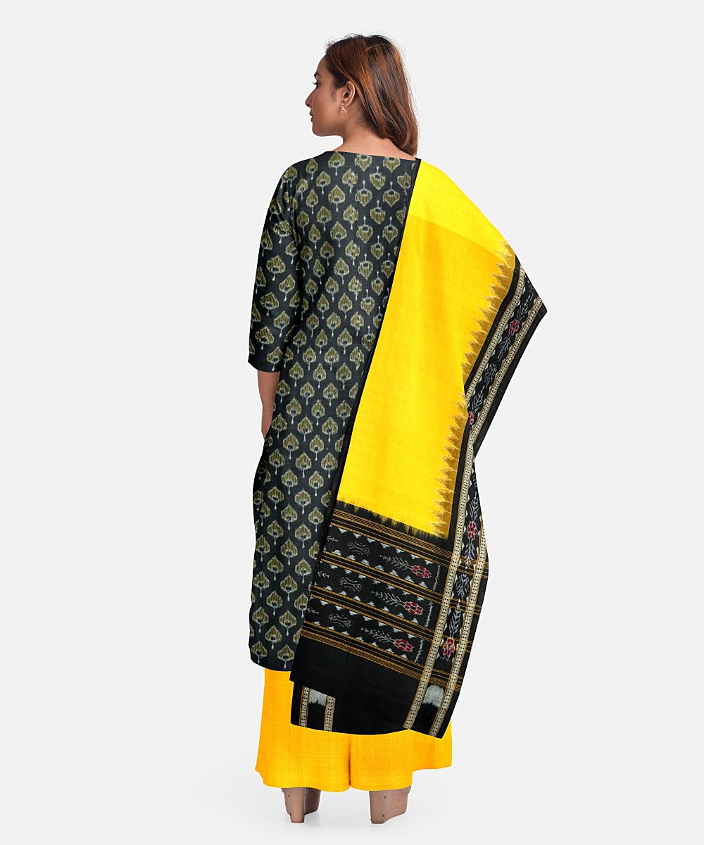 Black yellow handloom cotton sambalpuri dress material