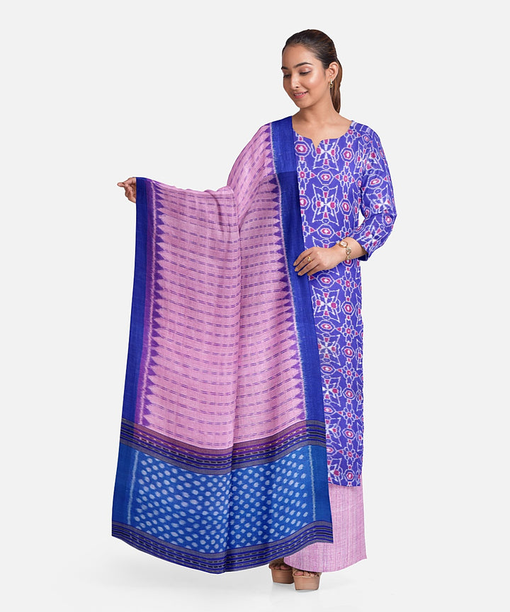 Navy blue creamy handloom cotton sambalpuri dress material