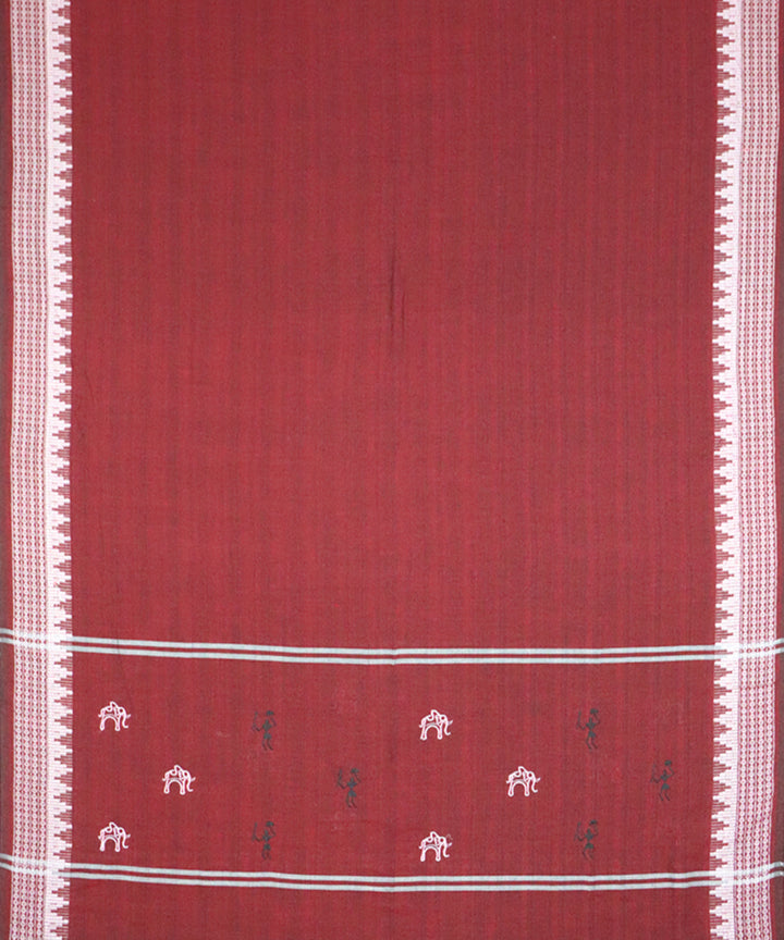 White maroon handloom cotton nuapatna dress material