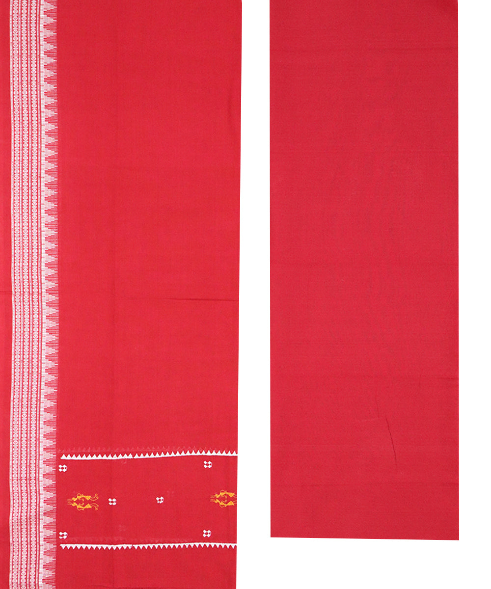 Yellow red handloom cotton nuapatna dress material