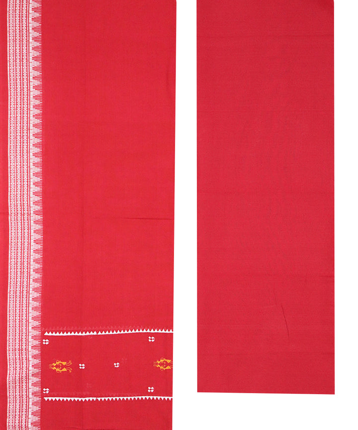 Yellow red handloom cotton nuapatna dress material