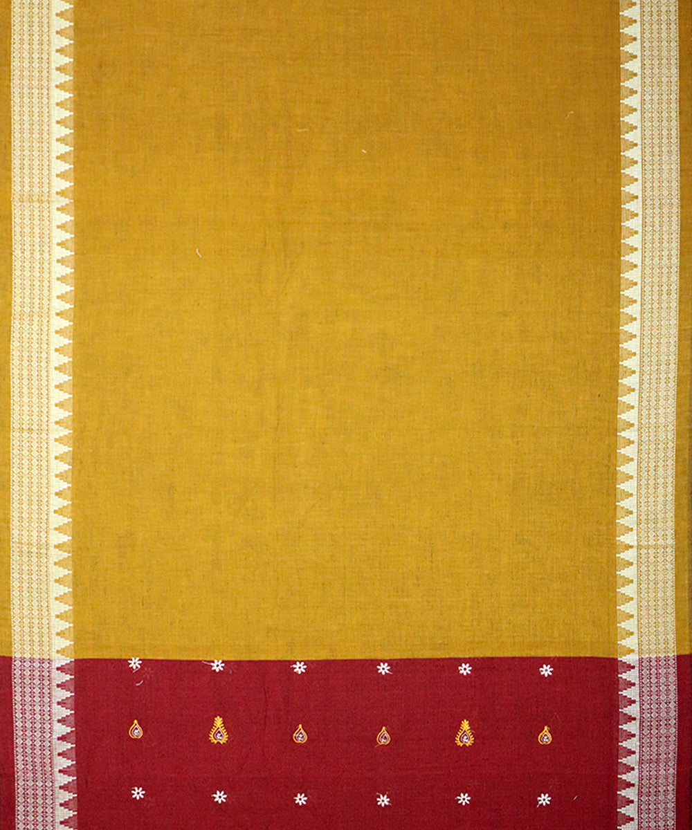 Maroon dark yellow handloom cotton nuapatna dress material