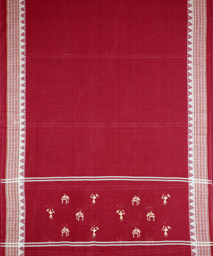 Beige maroon handloom cotton nuapatna dress material