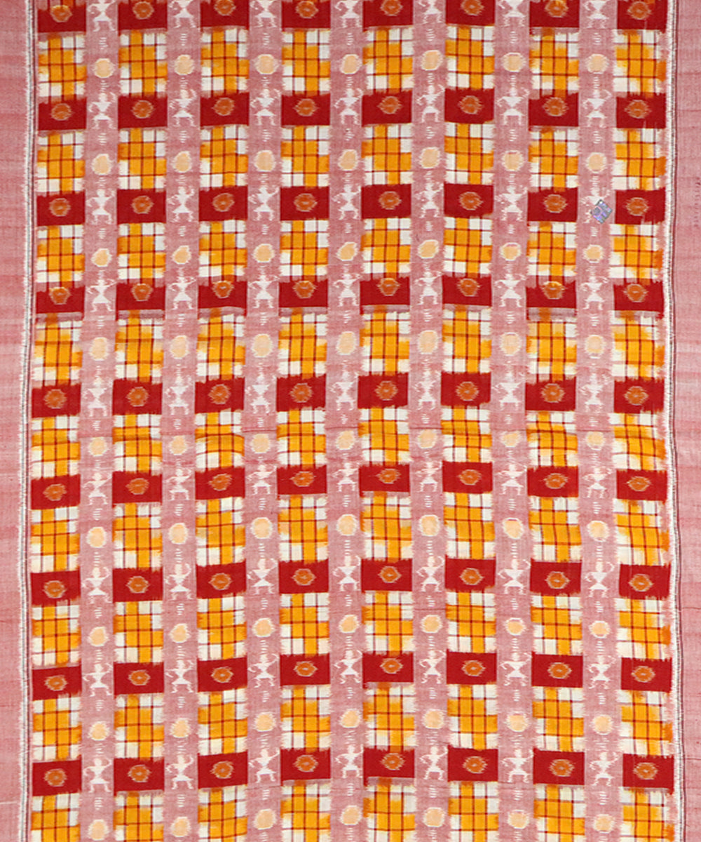 Yellow red handloom cotton sambalpuri dress material