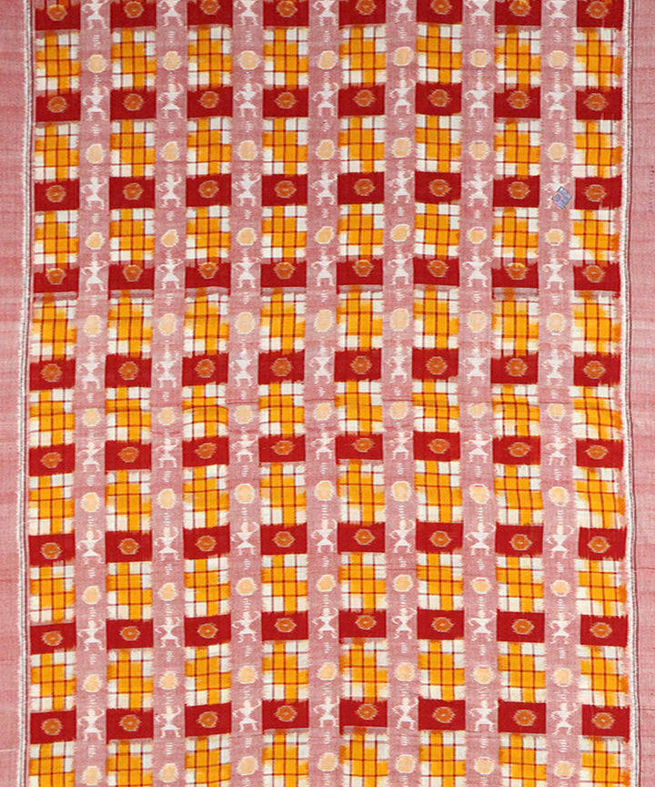 Yellow red handloom cotton sambalpuri dress material