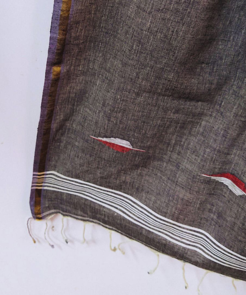 Grey handwoven cotton jamdani stole