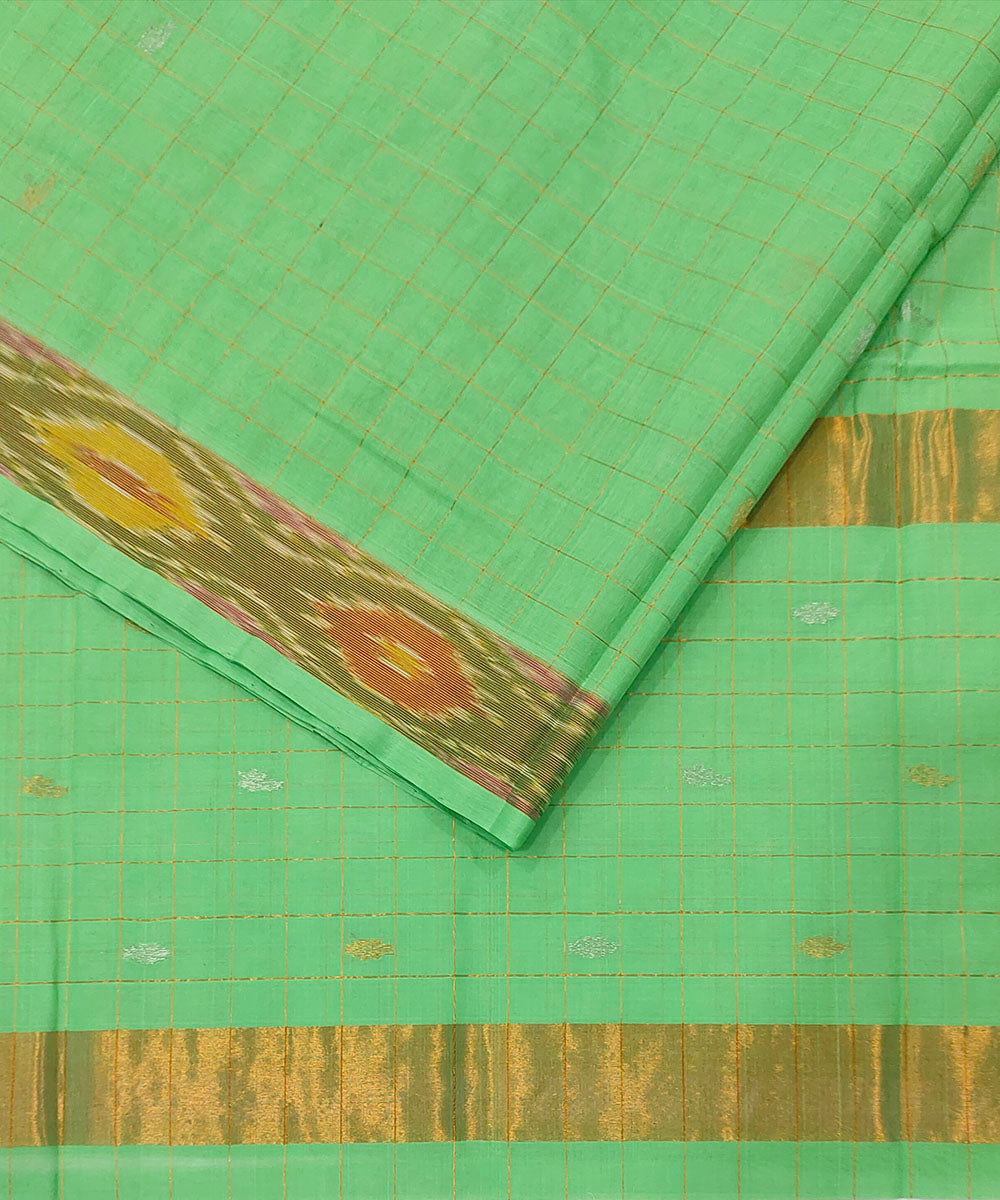 Pista green handwoven zari border venkatagiri cotton saree