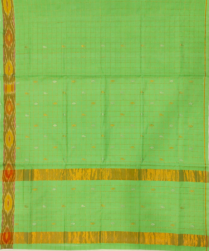 Pista green handwoven zari border venkatagiri cotton saree