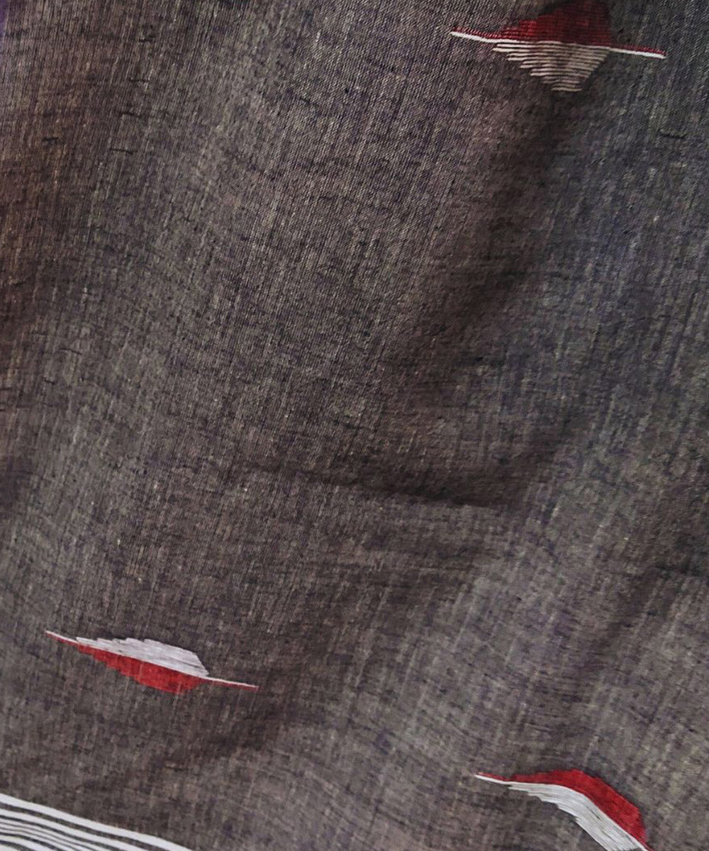 Grey handwoven cotton jamdani stole