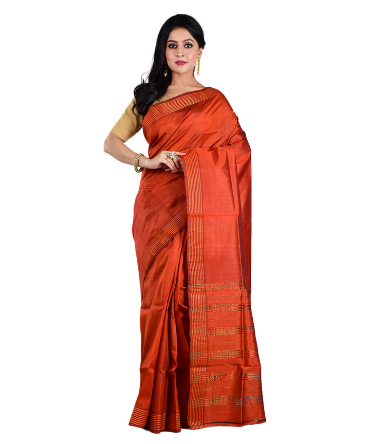 Orange handwoven silk saree