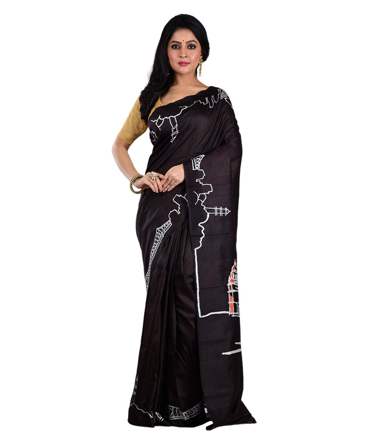 Black silk handloom saree