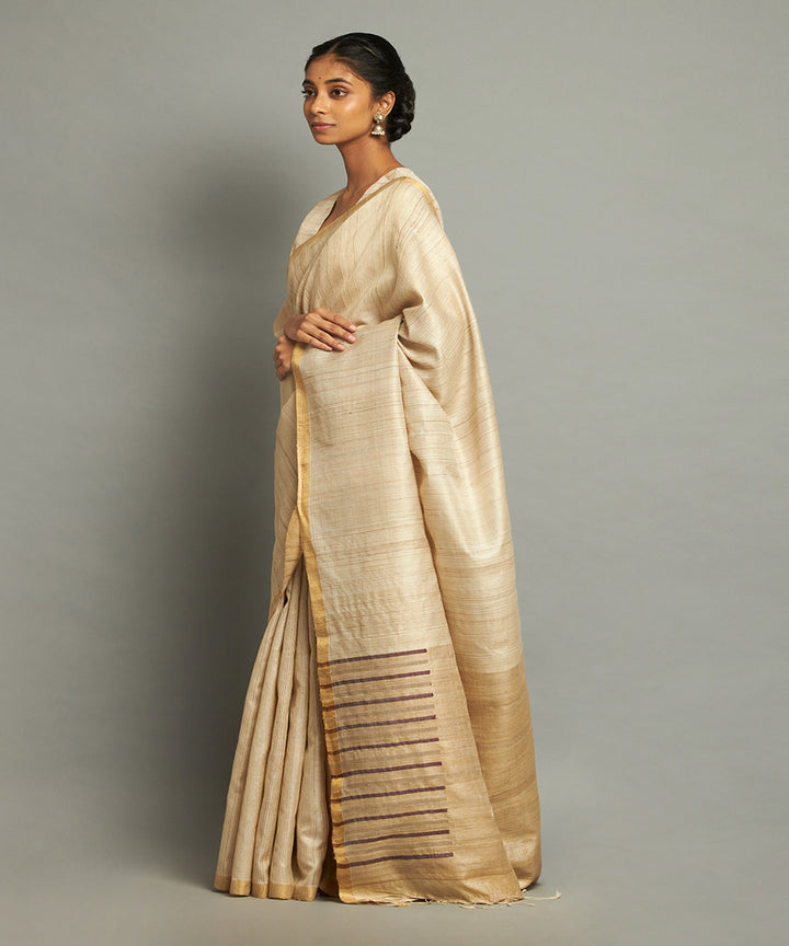 Natural, white, purple tussar silk hand woven chhattisgarh kosa saree