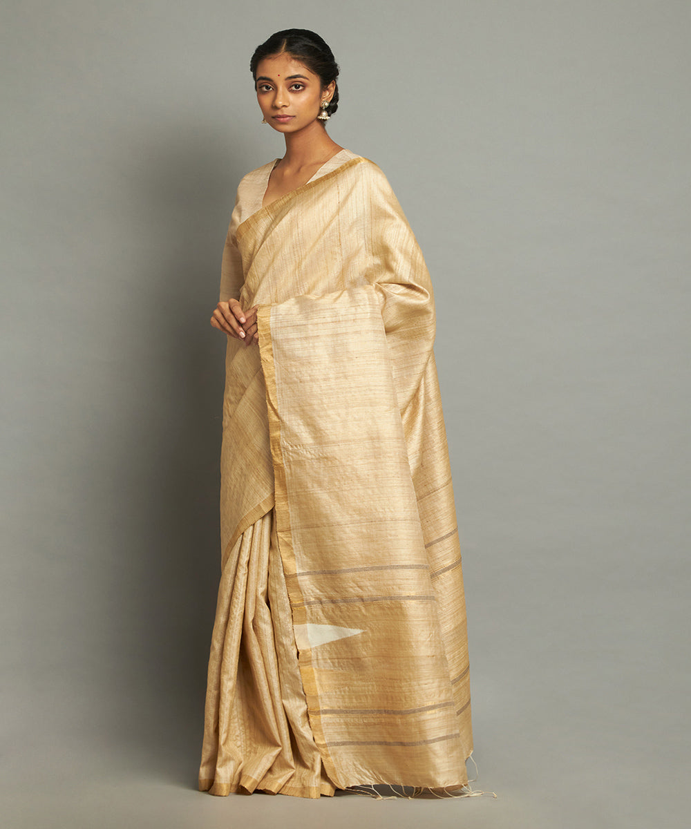 zari tussar silk hand-woven chhattisgarh kosa saree