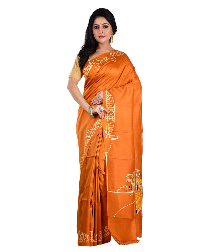 Mustard handloom silk saree