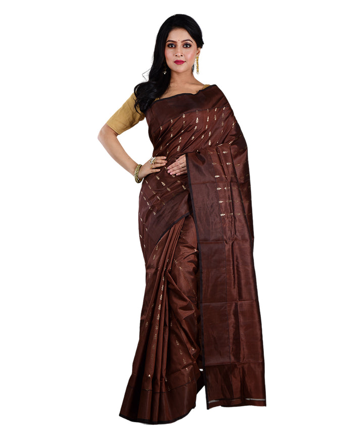 Brown handwoven silk saree