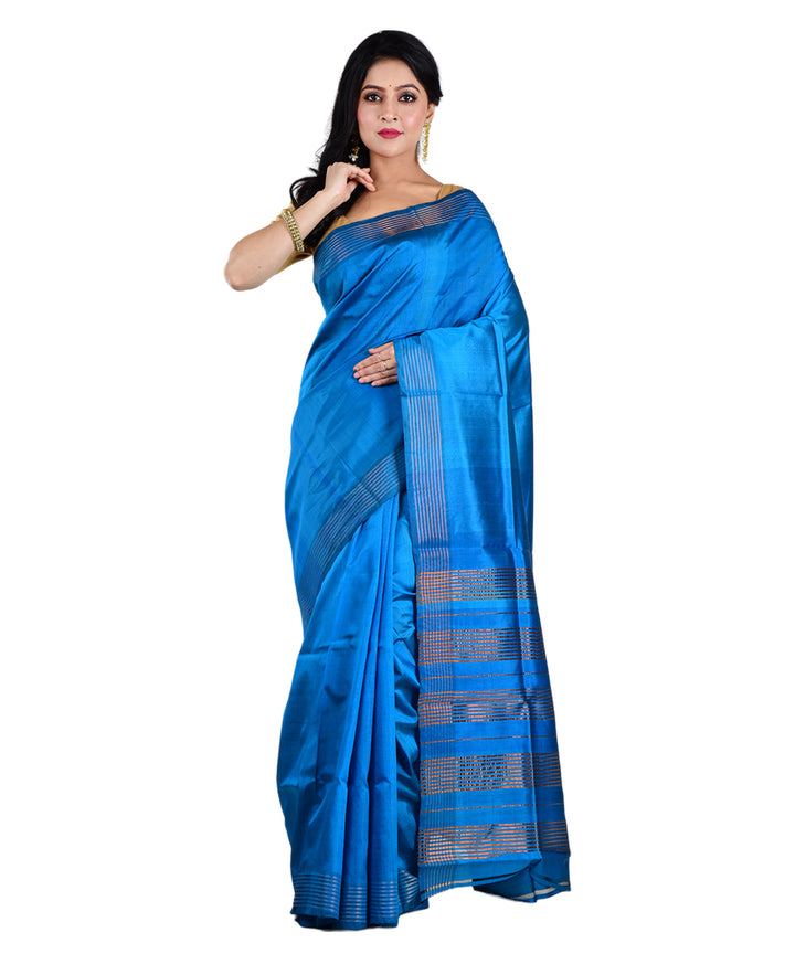 Navy blue handwoven silk saree