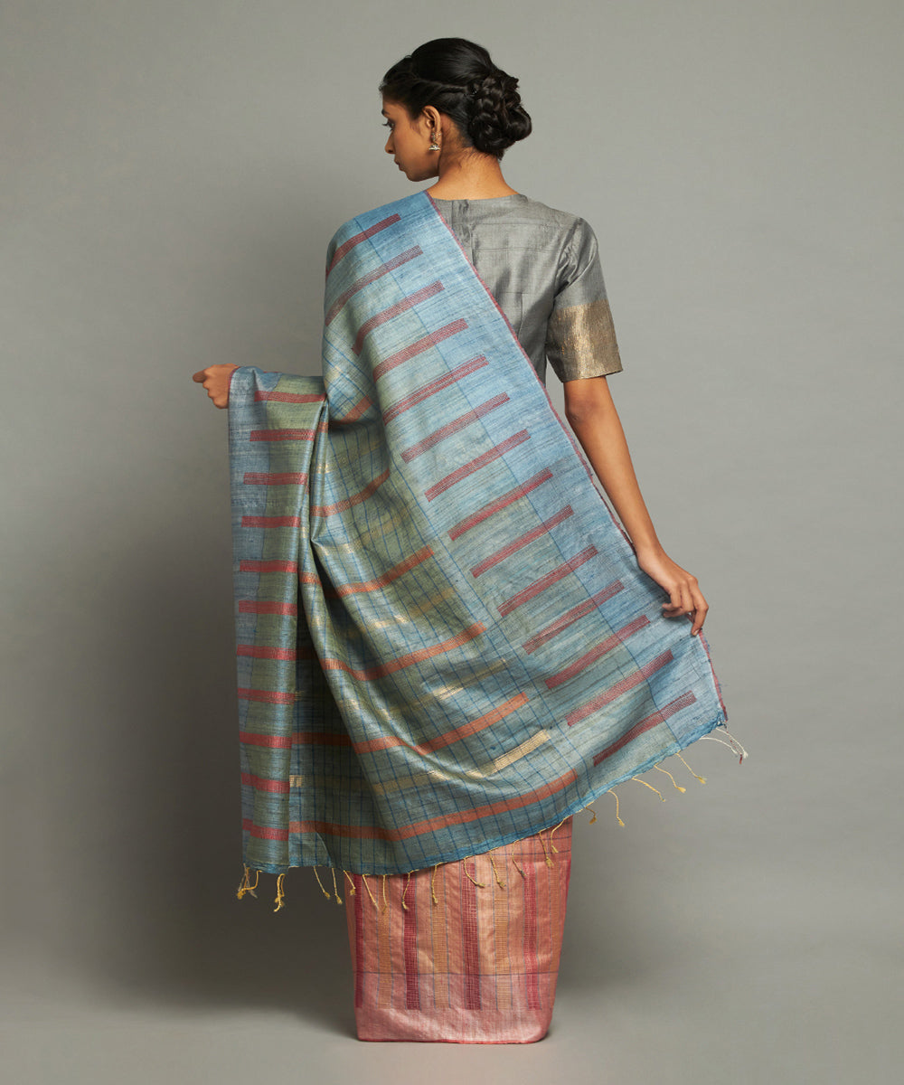 Coral tussar silk hand loom chhattisgarh kosa saree