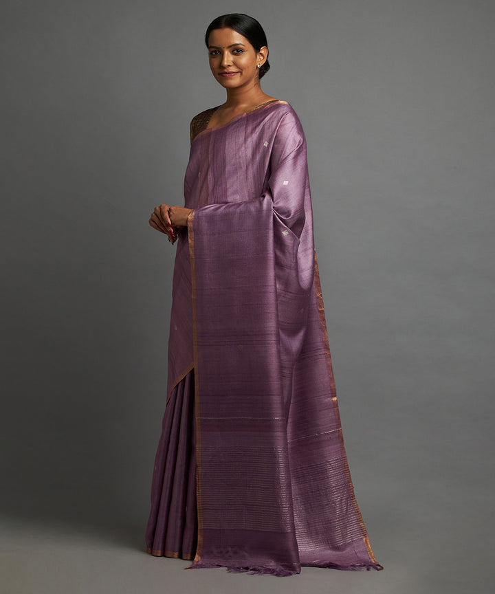 Amethyst tussar silk hand woven chhattisgarh kosa saree