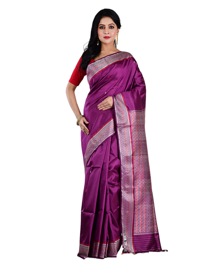 Purple handwoven silk saree