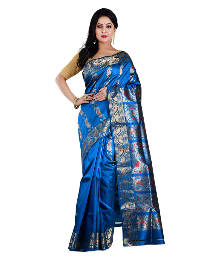 Navy blue handloom silk saree