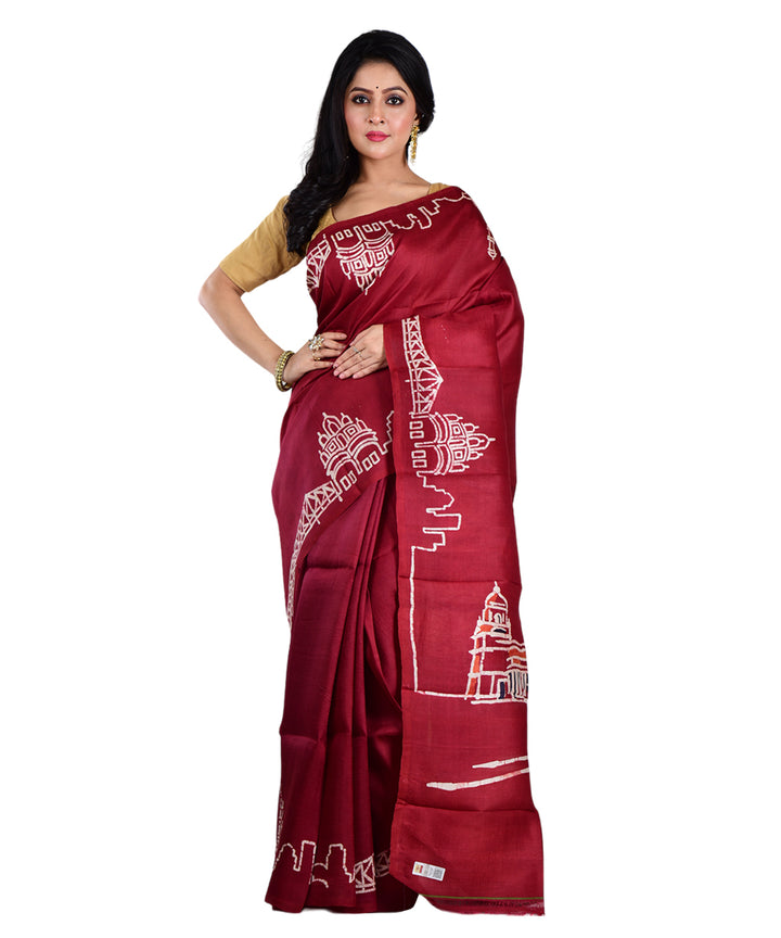 Maroon handloom silk saree