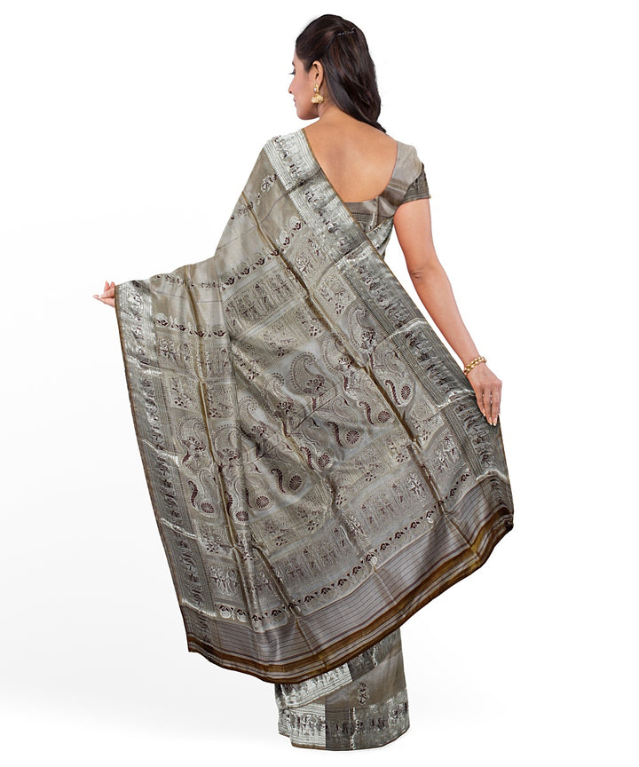 Beige meenakari silk handwoven baluchari saree