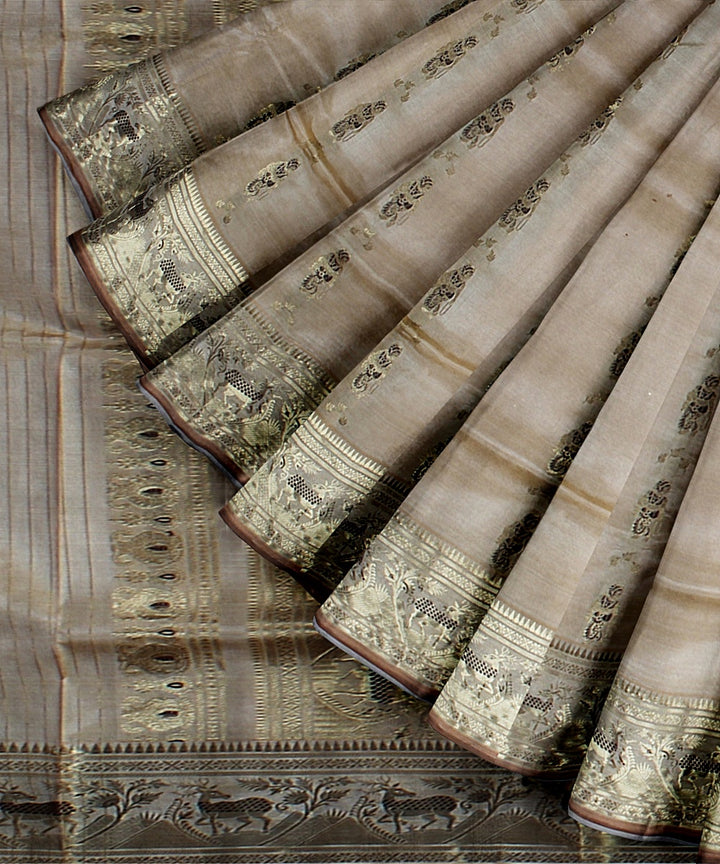 Beige meenakari silk handwoven baluchari saree