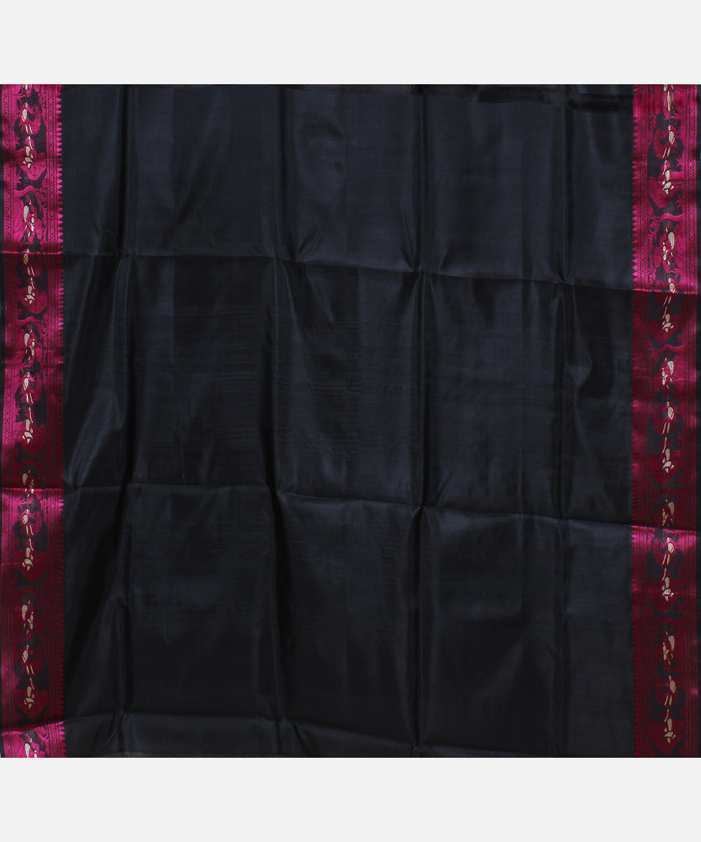 Black purple silk handwoven baluchari saree