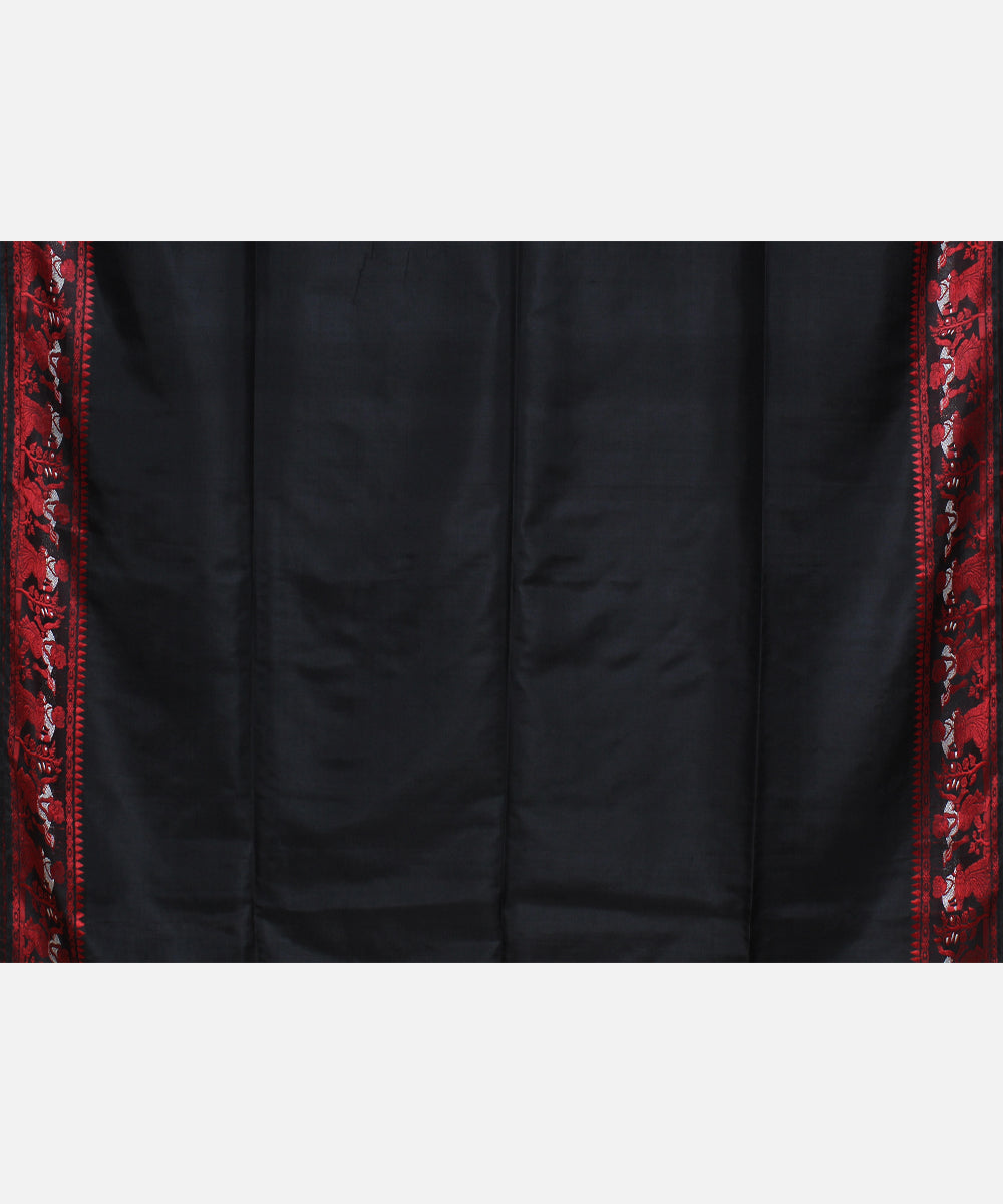 Black red silk handwoven baluchari saree