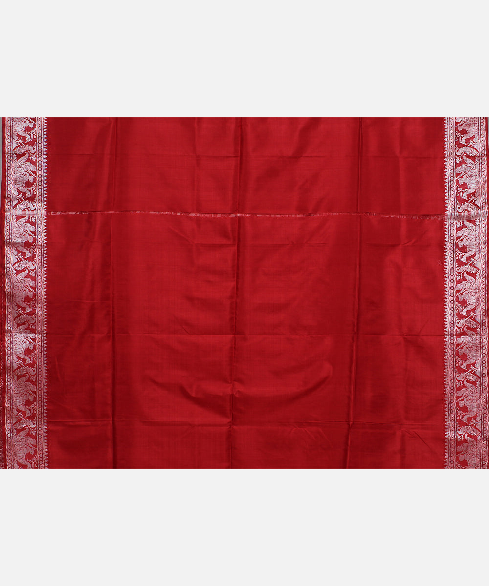 Red white silk handwoven baluchari saree