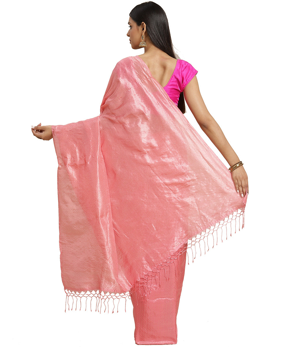 Biswa bangla pink handwoven zari silk saree