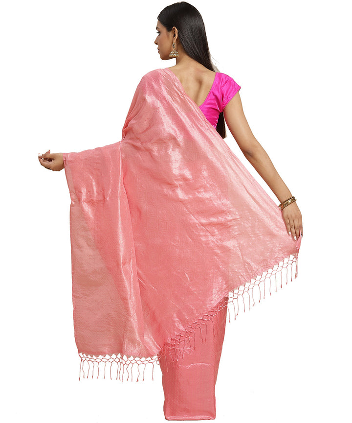 Biswa bangla pink handwoven zari silk saree