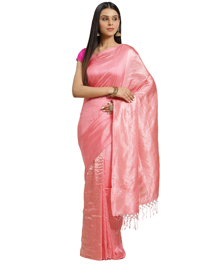 Biswa bangla pink handwoven zari silk saree