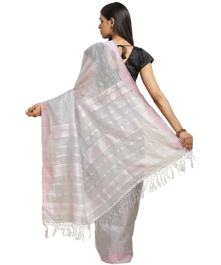 Biswa bangla handwoven grey jamdani silk saree