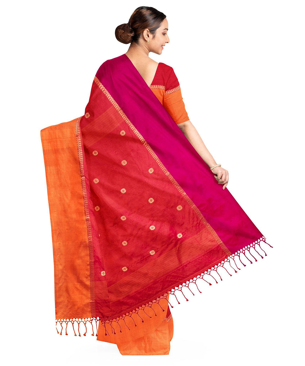 Biswa bangla red handwoven tangail silk saree
