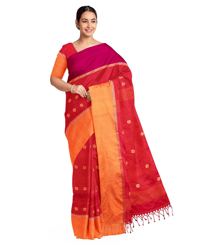 Biswa bangla red handwoven tangail silk saree