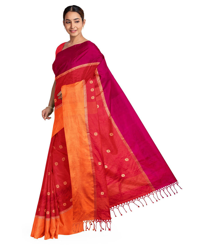 Biswa bangla red handwoven tangail silk saree